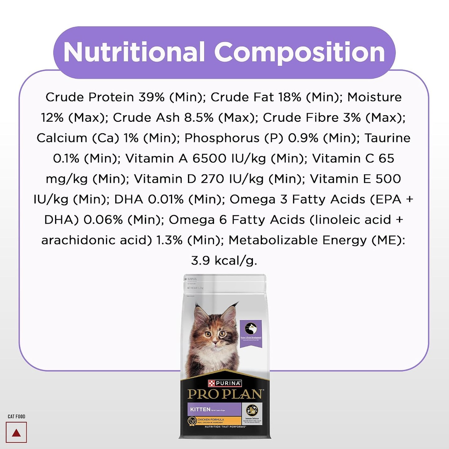Purina Pro Plan Kitten Dry Food with Chicken, 1.2kg Pack | With Chicken, Complete Kitten Nutrition, High Quality Protein, Essential Vitamins & Minerals