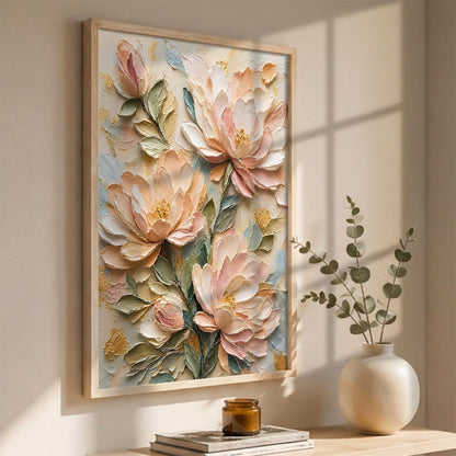 Decorative Floral Wall Art Painting With Frame | Abstract Painting For Living Room Bed Room Hotel Wall Decor Digital Reprint (14X20 inch)