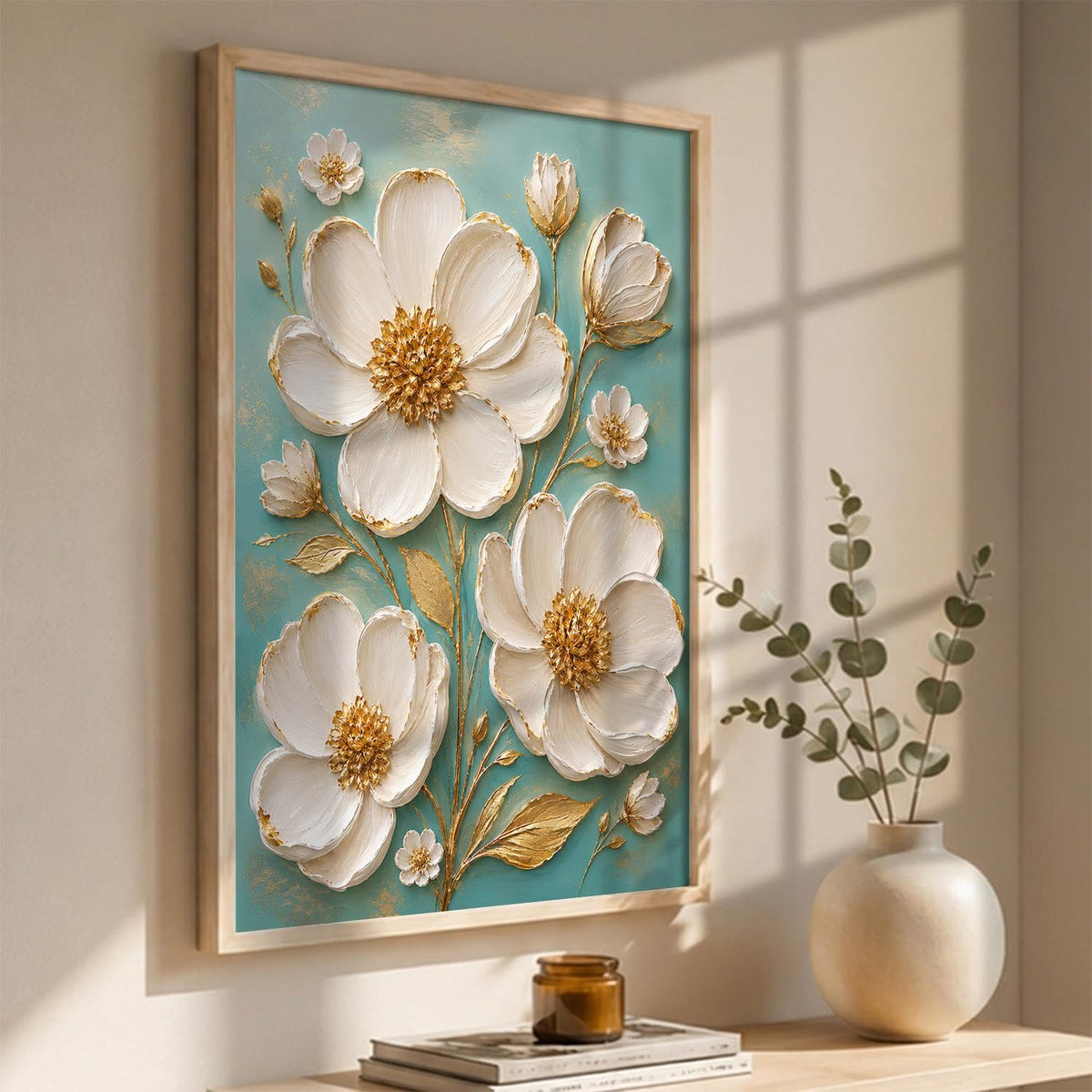 Floral Wall Art Home Decoration | Aesthetic Floral Paintings With Frame For Living Room Bed Room Hotel Wall Decor Digital Reprint Set of 1 (14X20)