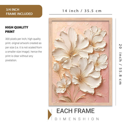 Decorative Floral Wall Art Painting With Frame | Modern Floral Painting For Living Room Bed Room Hotel Wall Decor Digital Reprint (14X20 inch)