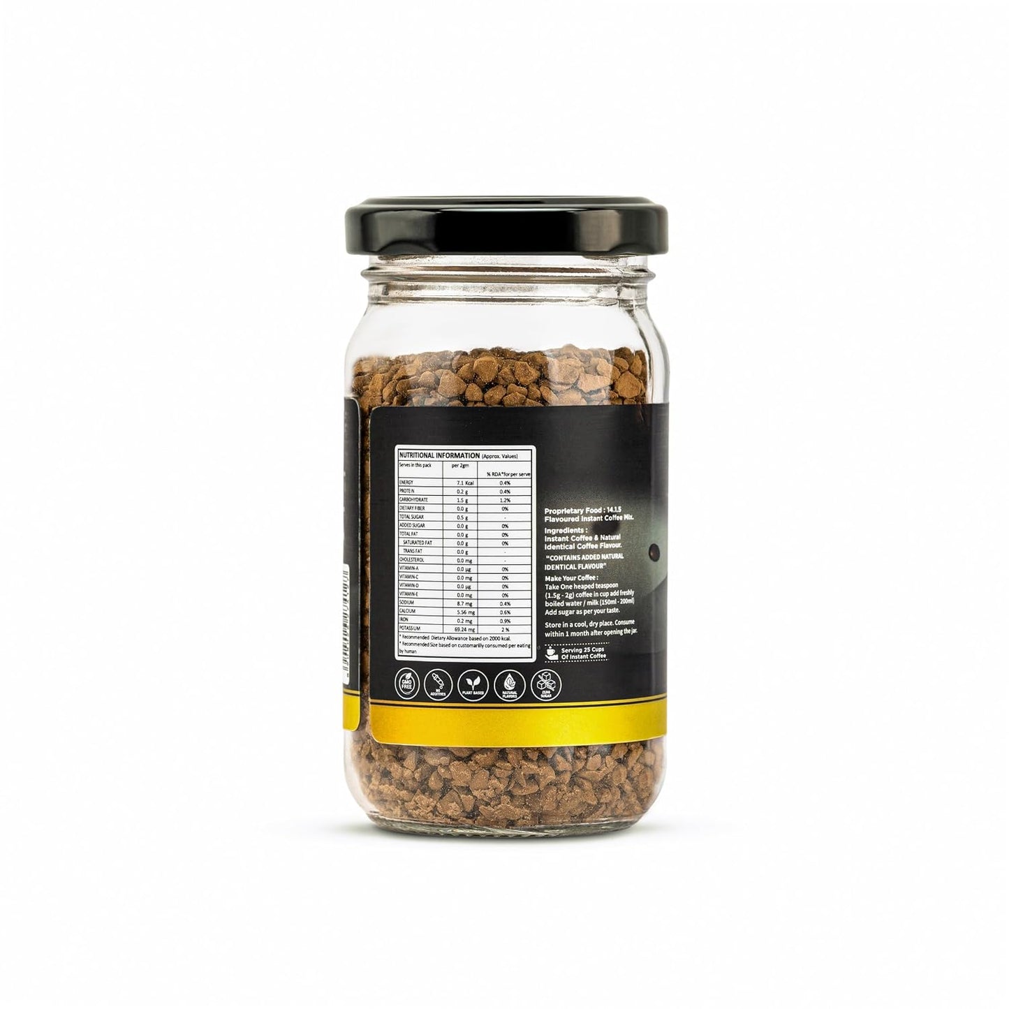 Lazy Bean Espresso Instant Coffee | 100% Arabica Coffee | Medium Roast | Rich & Bold Espresso Style Flavour | Premium Instant Coffee Powder | Strong Aroma | Smooth Full-Bodied Café Style Coffee | 50g