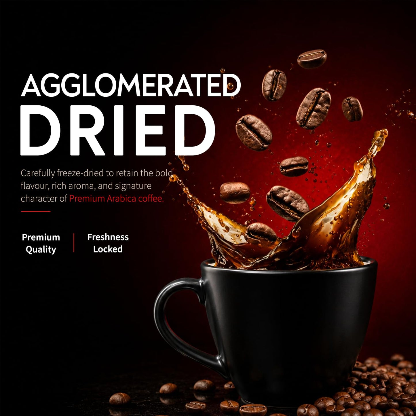 IKIE Dark Roast Instant Coffee Powder 100g | 100% Arabica | No Chicory | Intense Bold Flavour | Strong Black Coffee