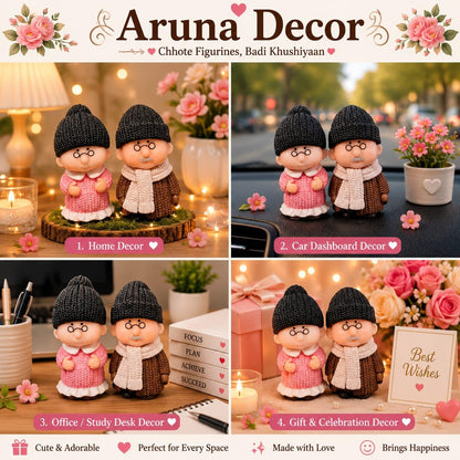 Miniature Old Couple Figurine – PVC Miniature Statue for Garden Decor, Dollhouse Accessory & Unique Gift