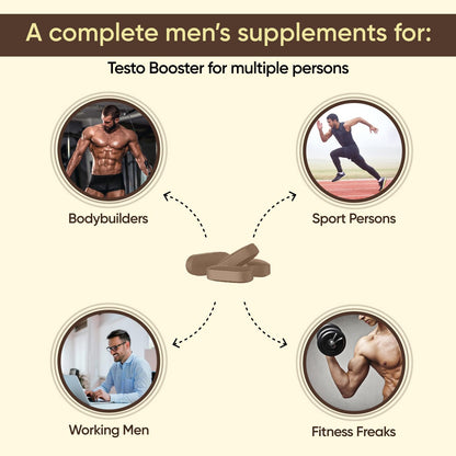 Herbalmax Testo Support Testosterone Supplement | With Gokshura, Safed Musli, L-Arginine & Ashwagandha | Natural Testosterone Booster for Strength, Stamina, Performance & Energy – 60 Tablets