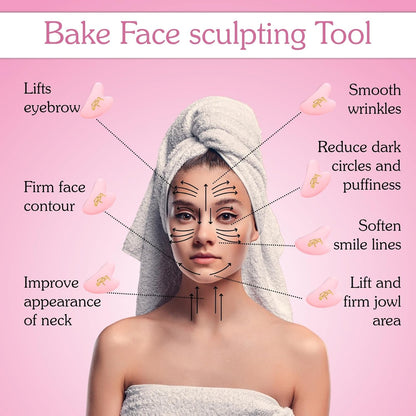 BAKE Gua Sha Face Massage Tool for Glowing Skin, Blood Circulation & Reducing Stress | Lifts Eyebrows, Smooths Wrinkles & Reduce Dark Circles | Jade Stone | 1 Piece