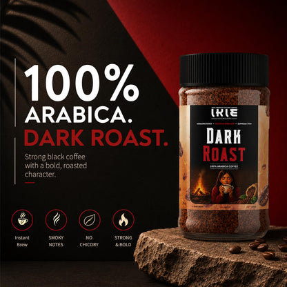 IKIE Dark Roast Instant Coffee Powder 100g | 100% Arabica | No Chicory | Intense Bold Flavour | Strong Black Coffee