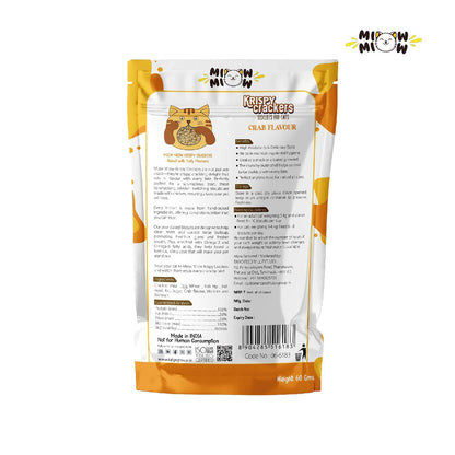Taiyo Miow Miow Krispy Crackers Crunchy Cat Treats, 60g – Crab Flavour | High-Protein Biscuits with Fiber, Vitamins & Minerals | Healthy Cat Snack for All Life Stages
