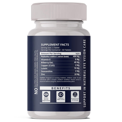 Supplement bottle with label detailing supplement facts and benefits on a white background
