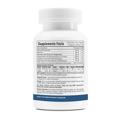 Supplement bottle with nutritional facts label on a white background