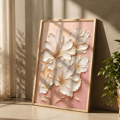 Decorative Floral Wall Art Painting With Frame | Modern Floral Painting For Living Room Bed Room Hotel Wall Decor Digital Reprint (14X20 inch)