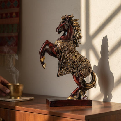 eCraftIndia Resin Running Horse Showpiece for Home Decor Office | Gift for Housewarming Birthday