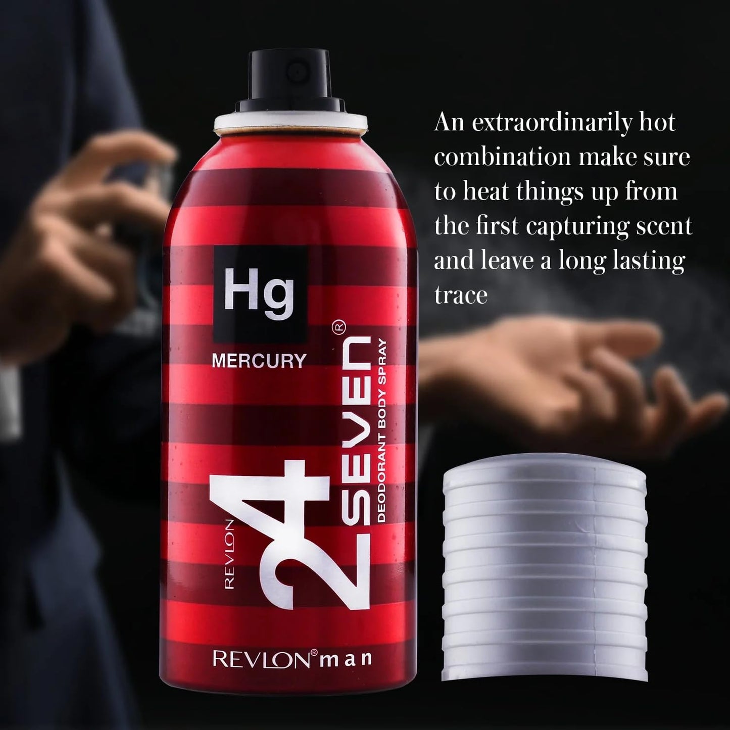 Revlon 24 Seven Deodorant Body Spray for Men, 130ml - Mercury
