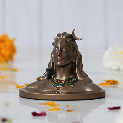 Resin Bronze Finish Adiyogi Shiva Statue for Car Dashboard| Adiyogi Statue for Home Pooja Room Office Decor| Shiv Murti Lord Shiva Idol Gift for Diwali Maha Shivratri Housewarming Birthday