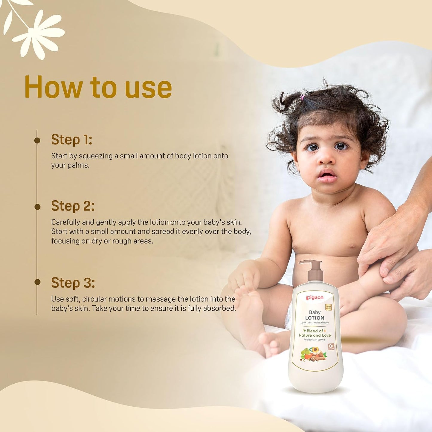 Pigeon Baby Lotion with Marshmallow Root Extract, Carrot Seed Oil, Sweet Almond & Olive Oil – Soothing, Lightweight Moisturizer for Delicate Skin, No Paraben, Sulphate & Alcohol -500 ml