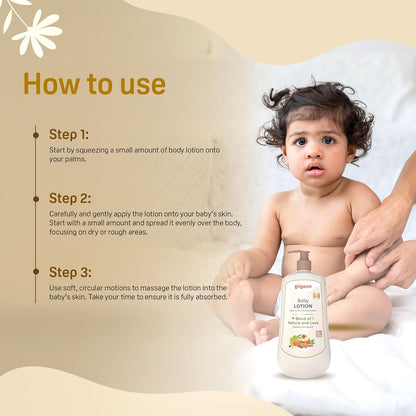 Pigeon Baby Lotion with Marshmallow Root Extract, Carrot Seed Oil, Sweet Almond & Olive Oil – Soothing, Lightweight Moisturizer for Delicate Skin, No Paraben, Sulphate & Alcohol -500 ml