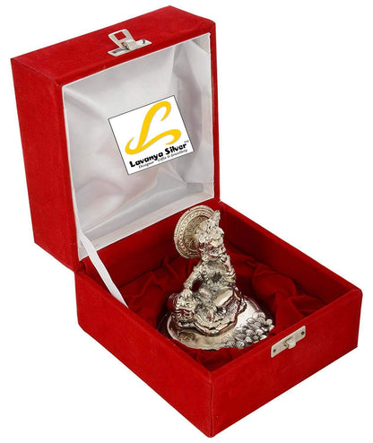 Lavanaya Silver - Silver Finish Laddu Gopal Idol for Home Temple – Decorative Bal Krishna Murti for Pooja & Gifting – Handcrafted Metal Statue (Small Size)