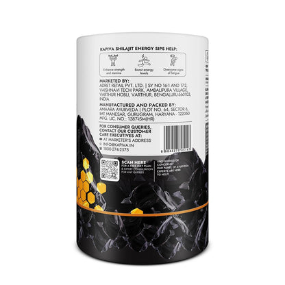 Kapiva Shilajit Energy Sips | With 100% Pure Shilajit/Shilajeet | 250mg Shilajit/Stick | Boosts Energy & Stamina | 30 Sachets | Ginger Honey Flavour