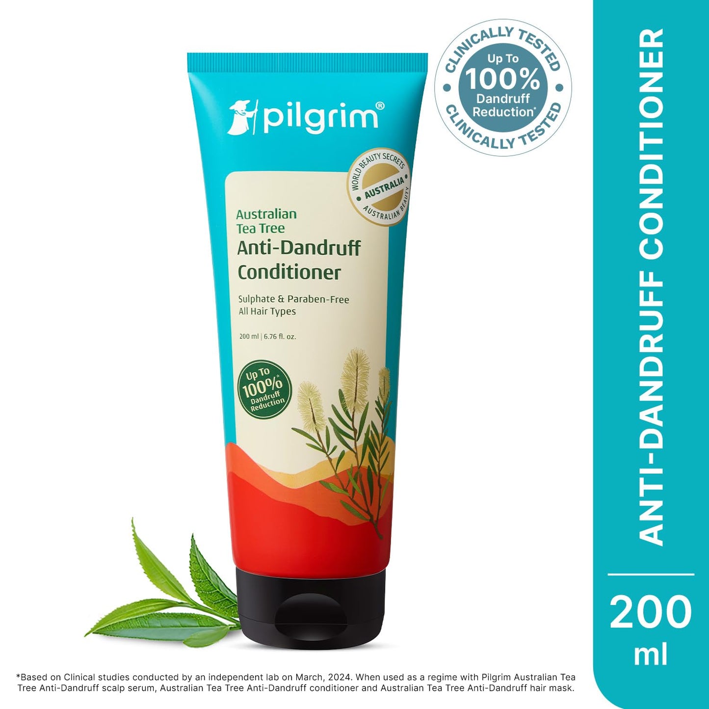 Pilgrim Australian Tea Tree Anti-Dandruff Unscented Conditioner For All Hair Type 200 millilitre | Smoothens Strands & Detangles Hair | Fights and Prevents Dandruff | For Men & Women