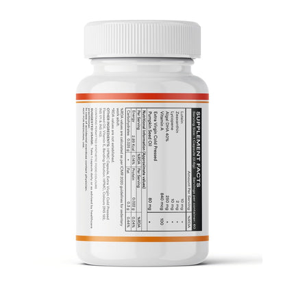 INLIFE Lutein (10mg) and Zeaxanthin (2mg) Supplements with Vitamin A, Lycopene, Algal DHA & Pumpkin Seed Oil | Supports Eye Health & Sleep, Cognitive Function - 60 Veg Capsules