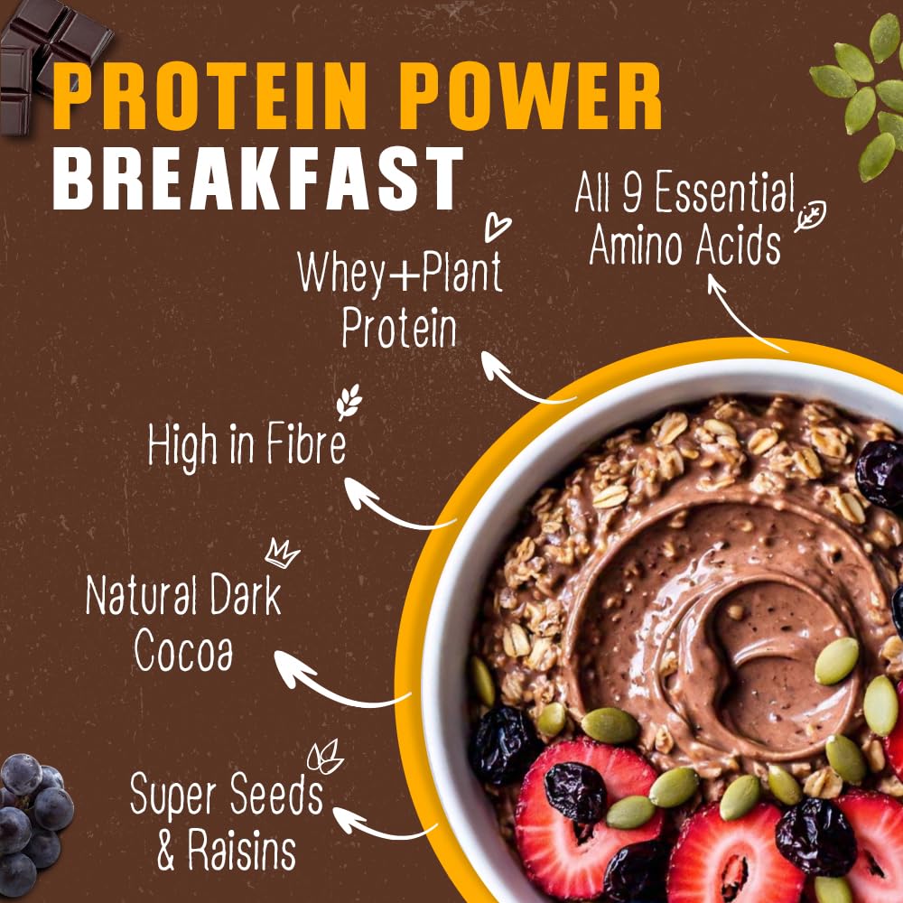 Bagrry’s 25g Protein Oats 750g | Dark Chocolate, Raisins & Pumpkin Seeds | Whey Protein & Plant Protein Blend | High Fibre Breakfast | Rolled Oats | No Refined Sugar | No Added Preservatives