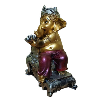 Ganesha Ganesh Ganpati Gajanan Statue Idol Murti Gift Item Decorative Showpiece Multicolor Polyresin Pack of 1 (B012)