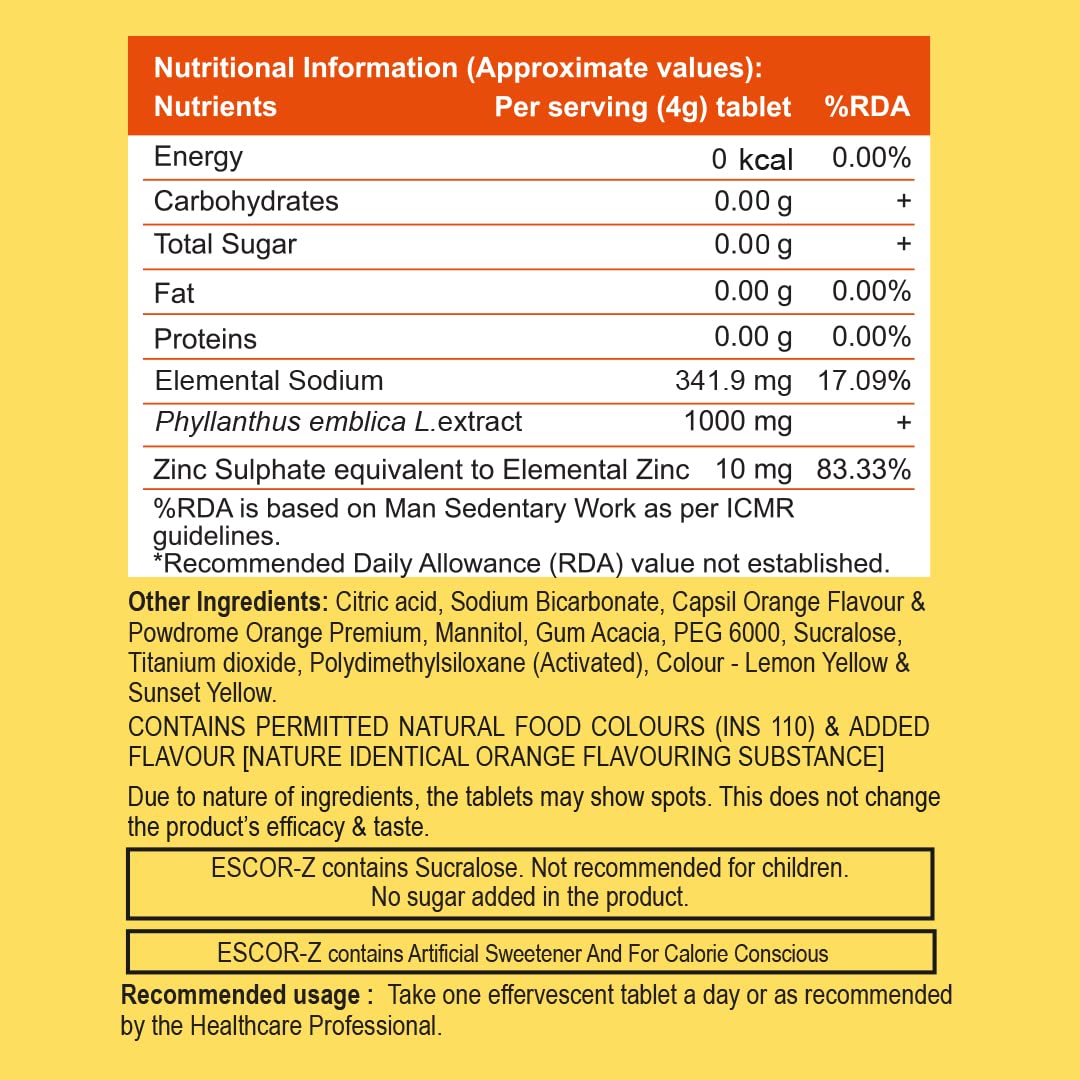 Nutritional information label for a supplement on a yellow background