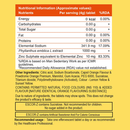 Nutritional information label for a supplement on a yellow background