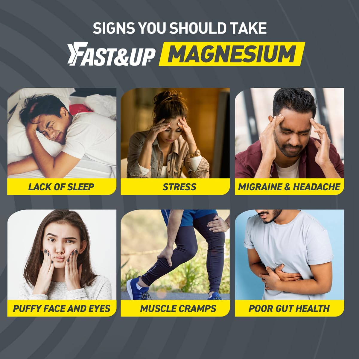 Fast&Up Magnesio - Magnesium and Zinc for Muscle Health and Stress - 20 Effervescent Tablets - Lime and Lemon Flavor