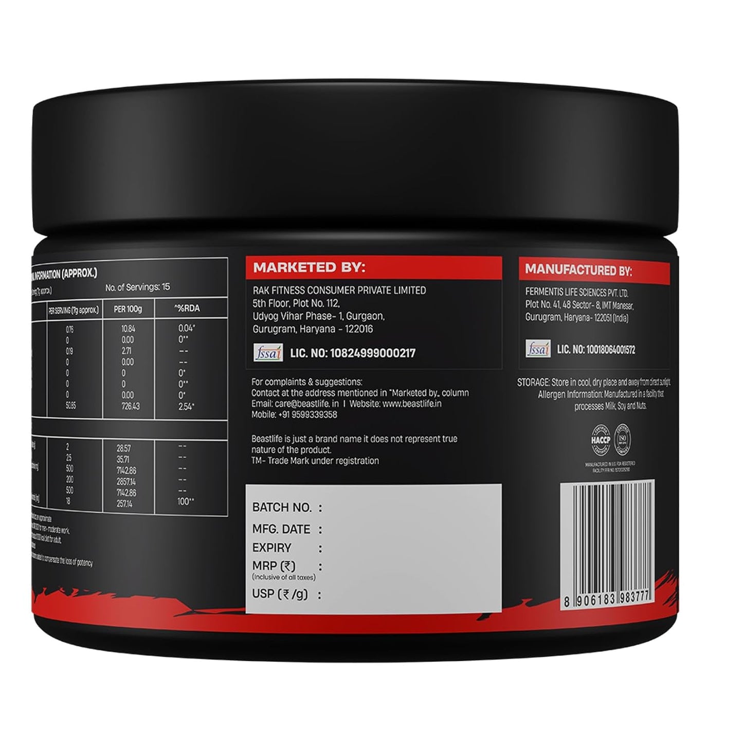 Beastlife Pre-Workout | 105 gm | Orange Flavor | Boosts Pump & Energy | Speeds Up Recovery | 2000 mg Citrulline | 2500 mg Beta-Alanine | 200 mg Caffeine | 500 mg Betaine