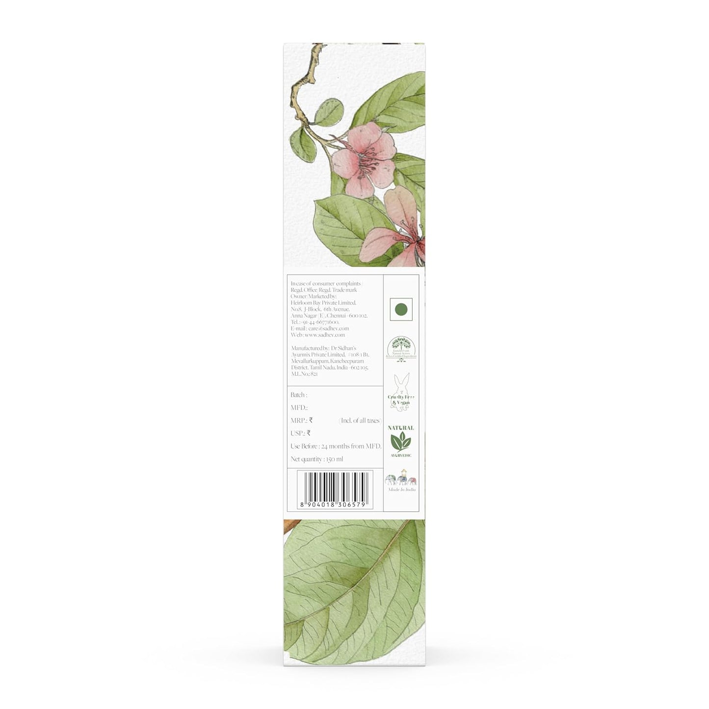 Sadhev Ayurvedic Pore Tightening Toner For Smooth, Soft Texture Skin With Cucumber, Cococut and Aloe Vera
