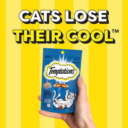 Temptations Crunchy Cat Treats, Savoury Salmon Flavour, 85 g, Goodness of Protein, Vitamins & Minerals, Soft Inside Crunchy Outside