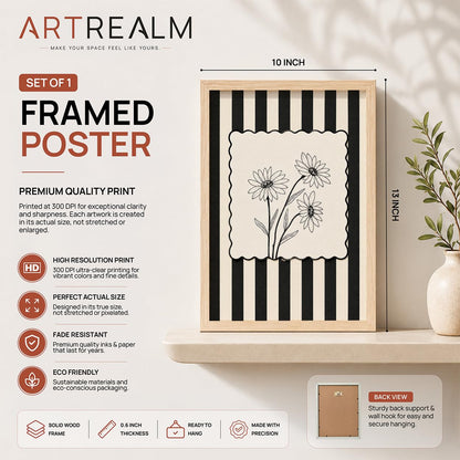 Black & White Wall Art Set of 2 | Botanical Décor (DGN01-Natural10x13 inch)
