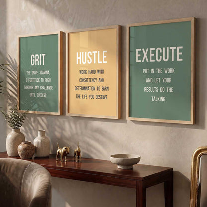 motivational quotes wall frames posters for room office wall decoration items Wall Decor Digital Reprint engineered wood Set of 3 (13X17 inch)