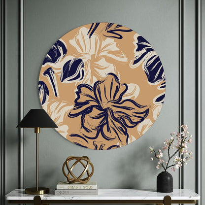 Printed MDF Wall Painting|Home Decor for Living Room, Bedroom, Office, Study (12x12inch Round) - Floral Print Botanical Tropical Abstract