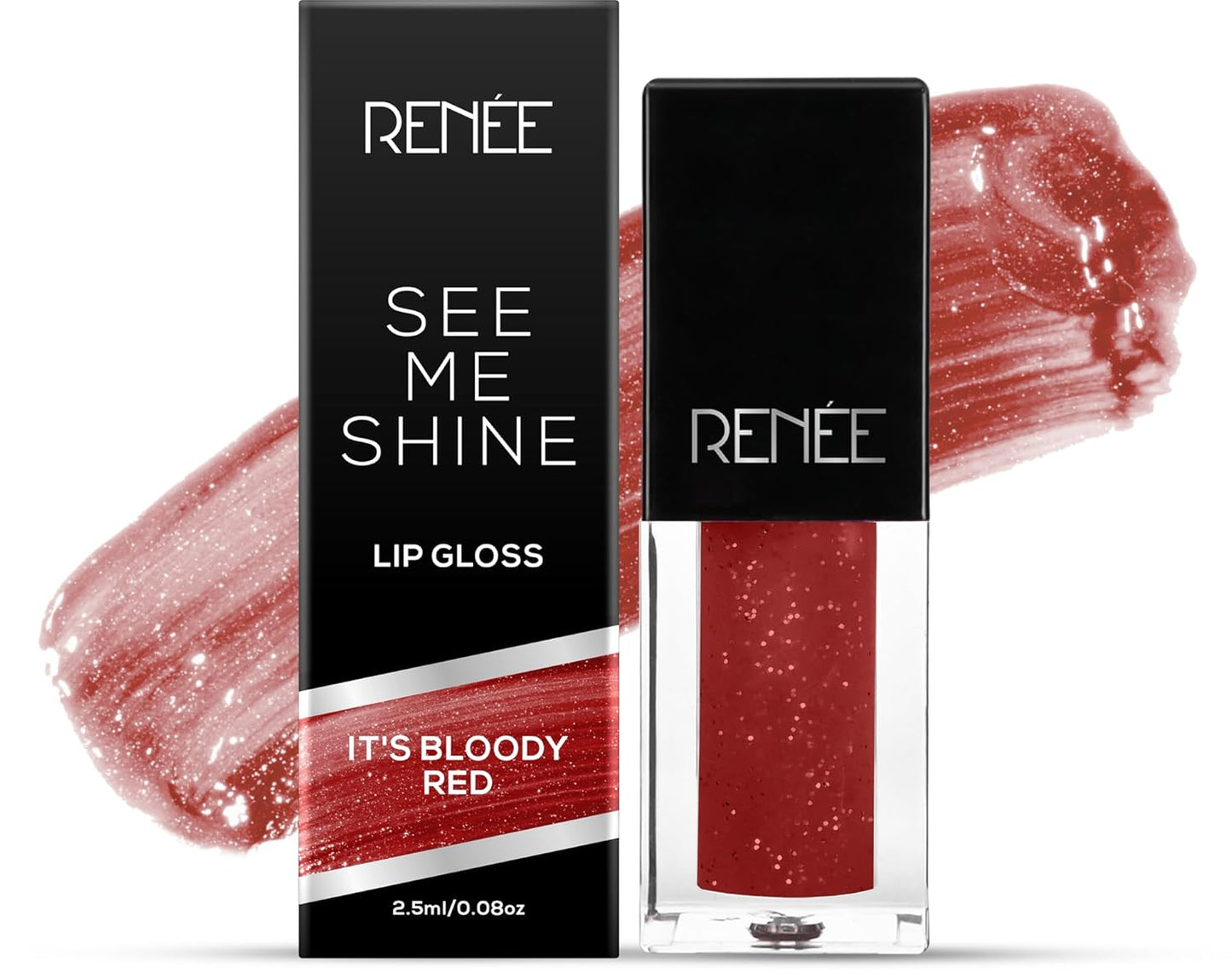 RENEE See Me Shine Lip Gloss - It's Bloody Red l Long Lasting, Moisturizing Impact l Nourished Finish l Ultra Glossy Feel l Non-Sticky, Hydrating Formula l Infused with Jojoba Oil & Vitamin E l 2.5 ml