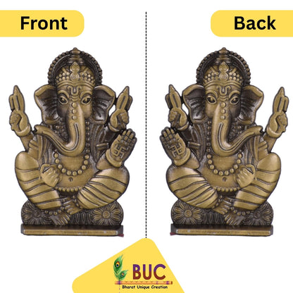 Shree Ganesh Idol for Car Dashboard – Brass Finish Hindu God Murti Compact Ganesh Ji Figurine for Car & Temple (S964-BRS)