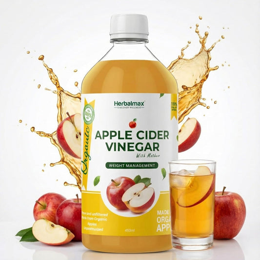 Herbal Max Unfiltered Apple Cider Vinegar with the Mother – 450mL | Raw & Unpasteurized | Supports Weight Management, Digestion & Bloating Relief