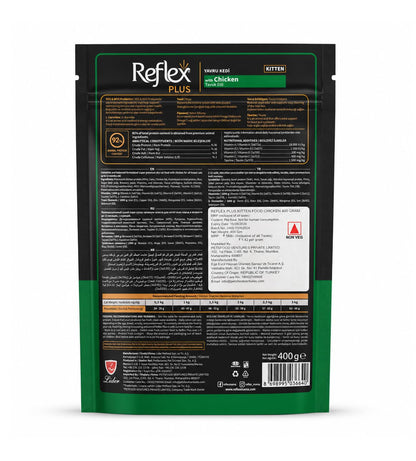 Reflex Plus Kitten Dry Cat Food, Complete & Balanced Nutrition for Kittens, Supports Healthy Growth & Immunity (400g)