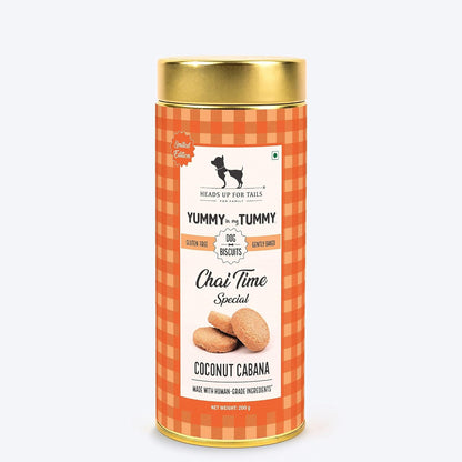 Yummy in My Tummy by HUFT Chai Time Coconut Dog Biscuits – 200 gm | Gluten-Free Vegetarian Crunchy Treats for Puppies & Adult Dogs | Healthy Snack | Suitable for All Breeds Dogs