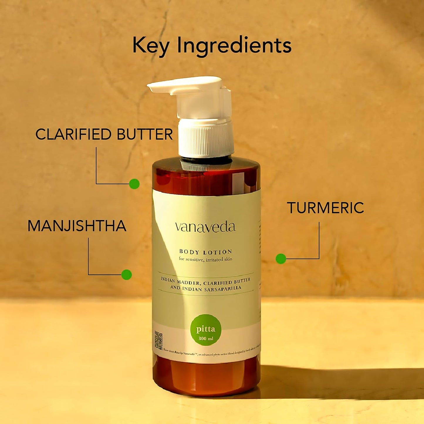 Vanaveda Pitta Body Lotion for Sensitive Skin | Lightweight Ayurvedic Moisturiser | Daily Hydration for Balanced, Comfortable Skin | 300ml