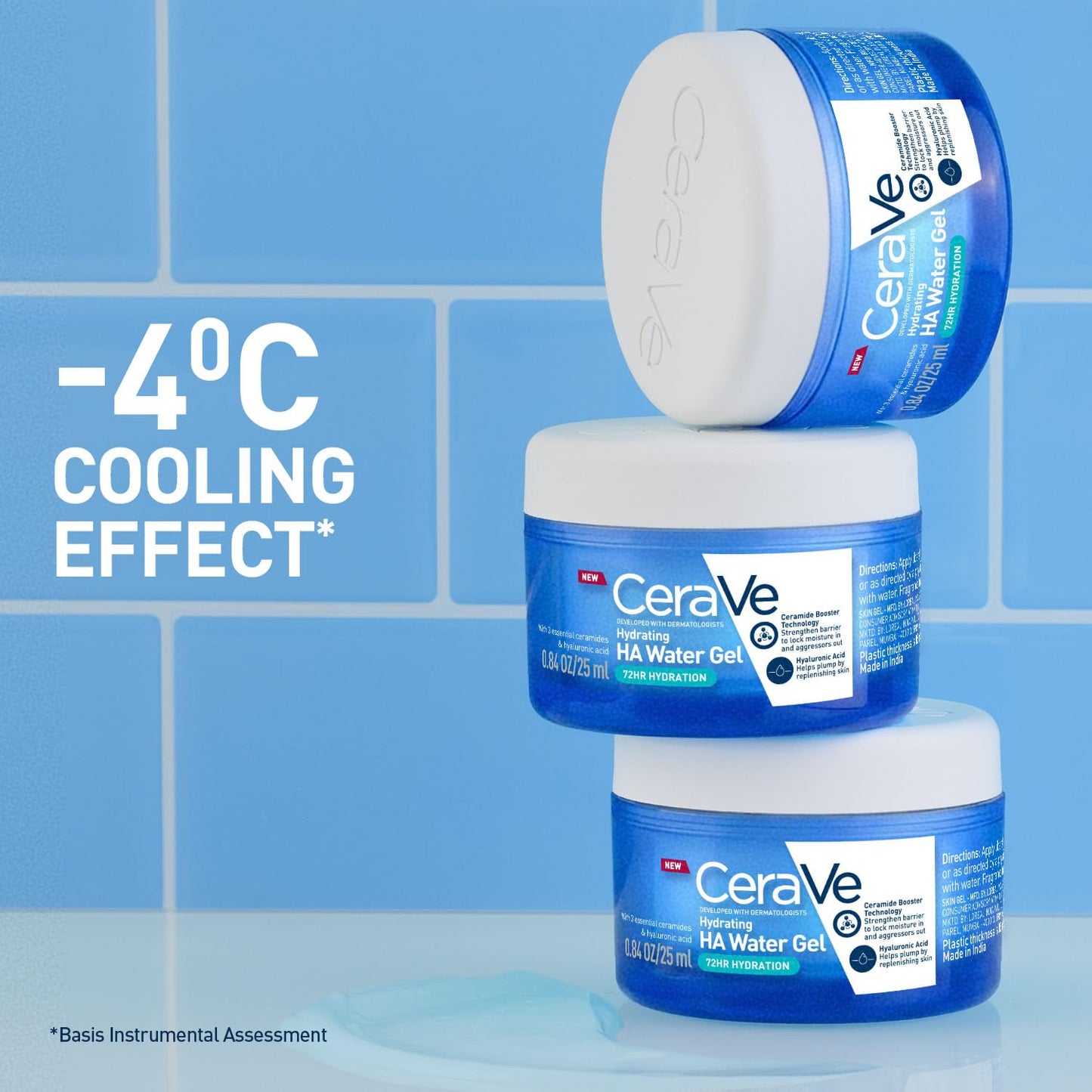 CeraVe HA Water Gel with Hyaluronic Acid, Ceramides & Niacinamide for Plumpy hydration|Oil-free gel moisturizer| 3 sec fast absorption| Dermat recommended for Women & Men| 25 ml