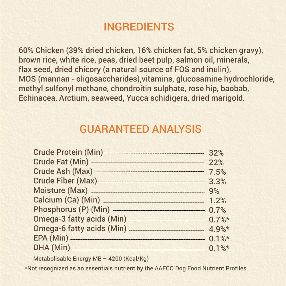 Brunos Dry Dog Food Mother & Puppy Starter - 250g (Pack of 1)| Chicken Recipe with Herbs | for Growing & Weaning Puppies | 32% Protein, 22% Fat | Supports Bone & Joint Health