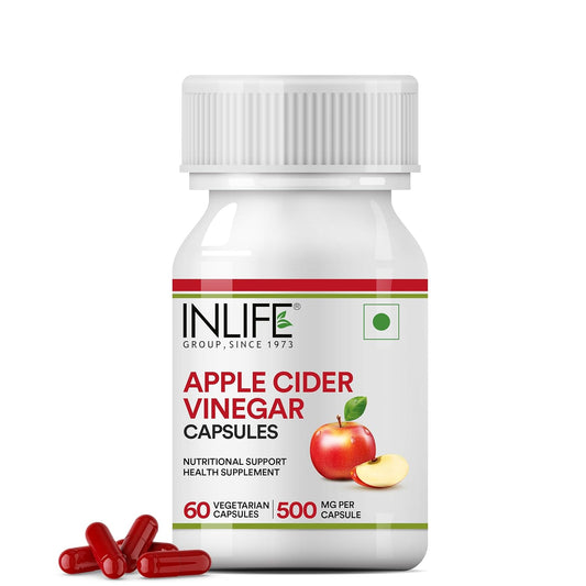 INLIFE Apple Cider Vinegar Supplement | Weight Management, Metabolism, Healthy Digestion | Plant Based Nutrition, 500mg - 60 Vegetarian Capsules (Pack of 1, 60)