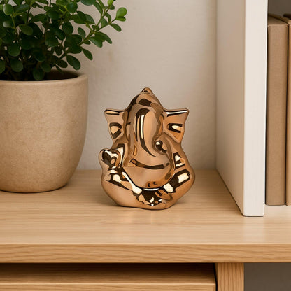 sculpmart Ganesh Idol for Home Decor & Car Dashboard | Ganesh Ji Murti Decorative Showpiece for Home Decor | Pooja Room & Office Desk (Golden) 10 CM