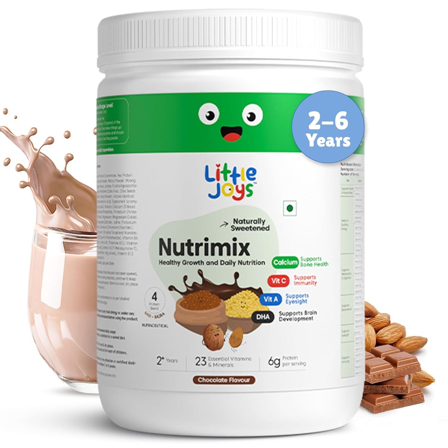 Little Joys Nutrimix Nutrition Powder 350g|2-6 Years|No Refined Sugar|Supports Healthy Growth & Boosts Immunity|With Ragi, Bajra, Almonds & Oats|Flavour, 1 count, 11 servings