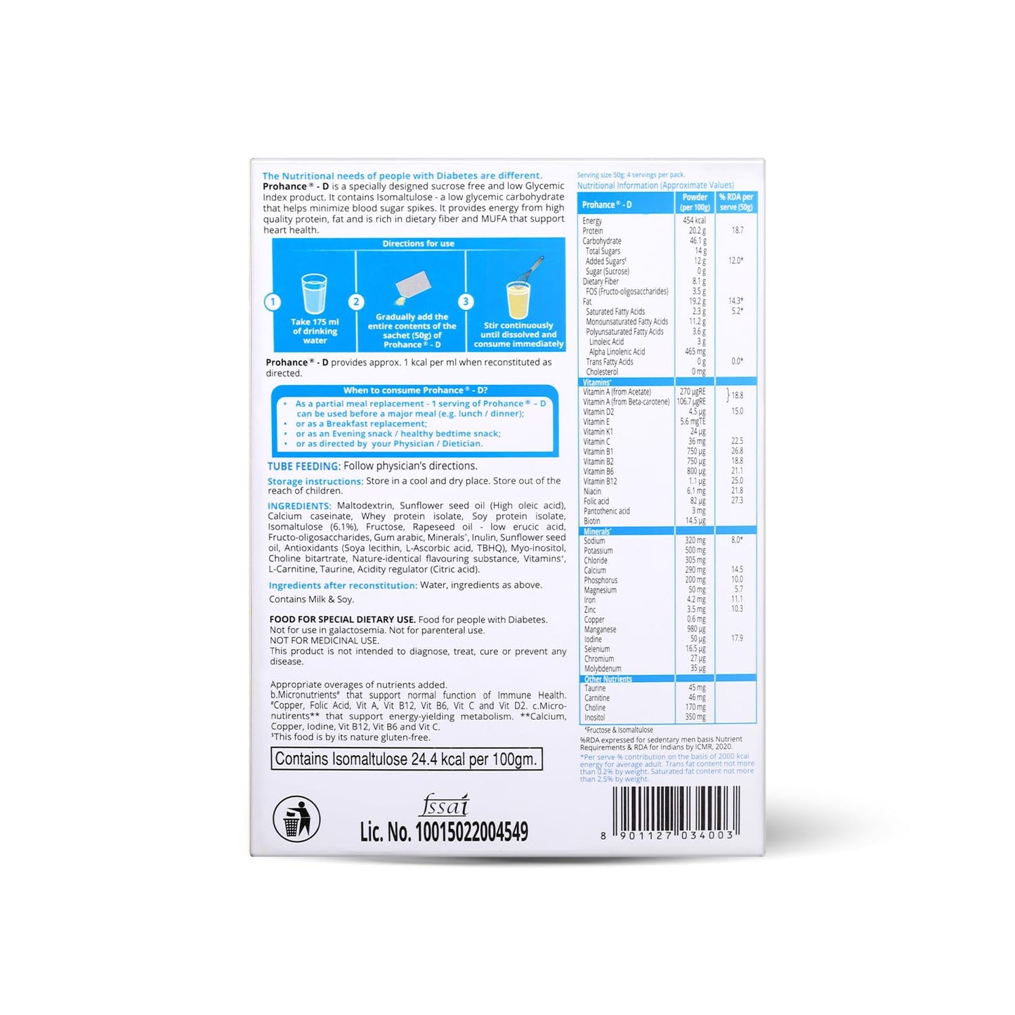 Prohance D Dietary Supplement for Diabetes Management Vanilla, 200 g