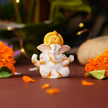 Ganesh Ji Murti 2.5" (Mangal Ganesh) Idol Statue Decorative Showpiece for Car Dashboard & Home Gifting, idol