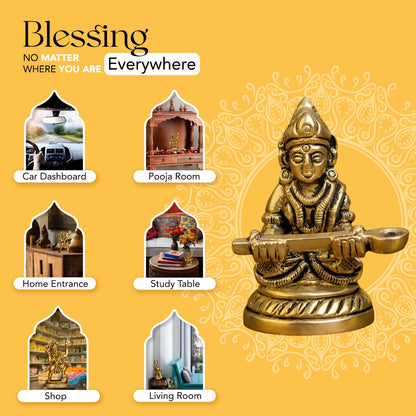 100% Pure Brass Annapurna Devi Idol Murti | Annapoorani Statue Pooja Room Home Temple Decor | Annapurna MATA Figurine Kitchen Blessing Hotel Counter Housewarming Gift Spiritual Decor