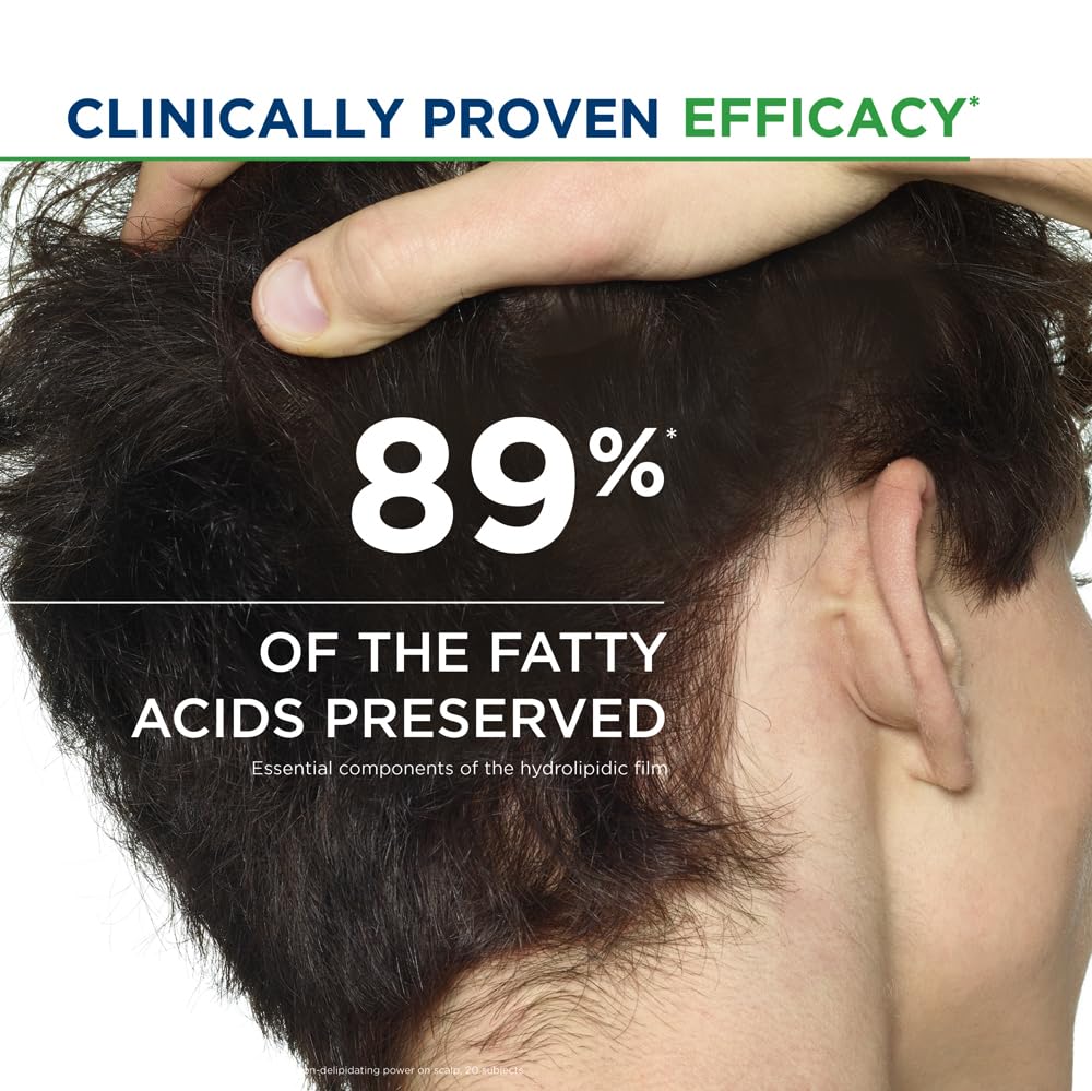 Person with hair, text indicating 89% of fatty acids preserved, and 'Clinically Proven Efficacy' label.