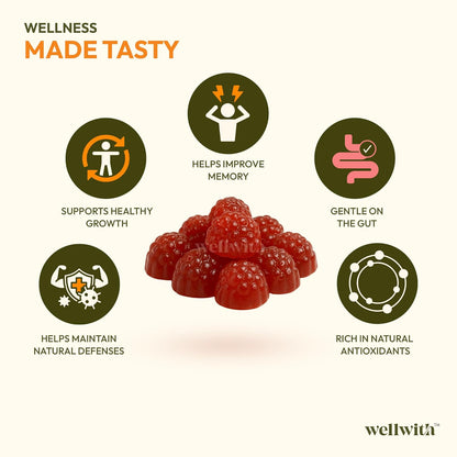 Wellwith Sea buckthorn Gummies for kids and adults, Vitamin C Rich, multivitamin supplement, Immunity (60 Gummies,Pack of 1)